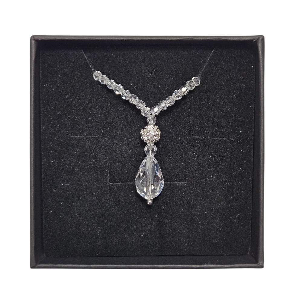 Swarovski Clear Crystal Beaded Drop Pendant Necklace